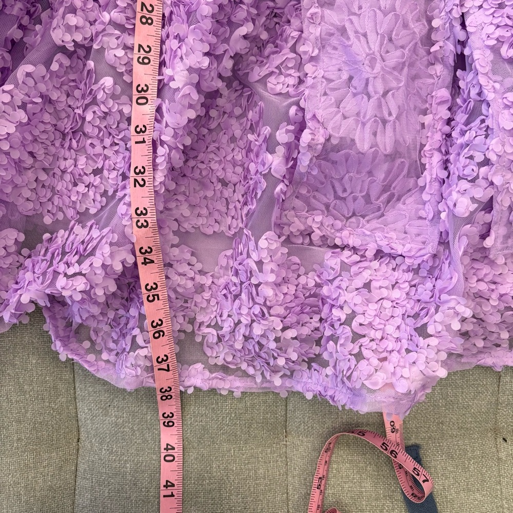 Eloquii || Sheer 3D Flower Mini Dress with Bow in Lavender Purple 16 NWT - Picture 6 of 7